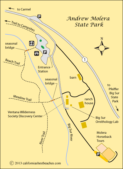 Andrew Molera State Park map, Monterey County, CA