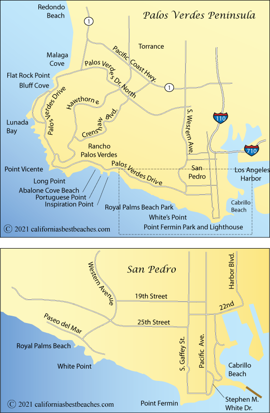 map of Cabrillo Beach area, San Pedro, Los Angles, California