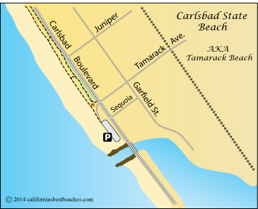 Carlsbad State Beach map,  San Diego County, CA