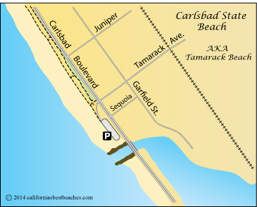 Carlsbad State Beach map, San Diego County, CA