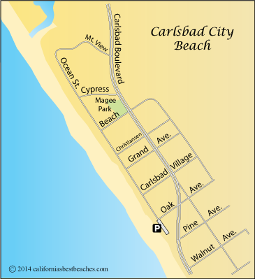Carlsbad City Beach map, San Diego County, CA