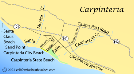 map of beaches in Carpinteria, California