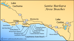 map of beaches around Santa Barbara, California