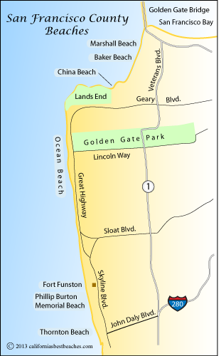 map of Northern Monterey County beaches, CA