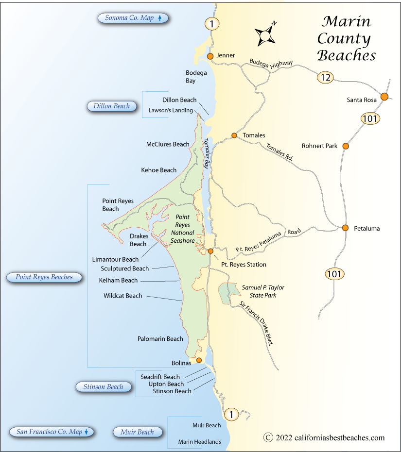 Marin County Beaches Map