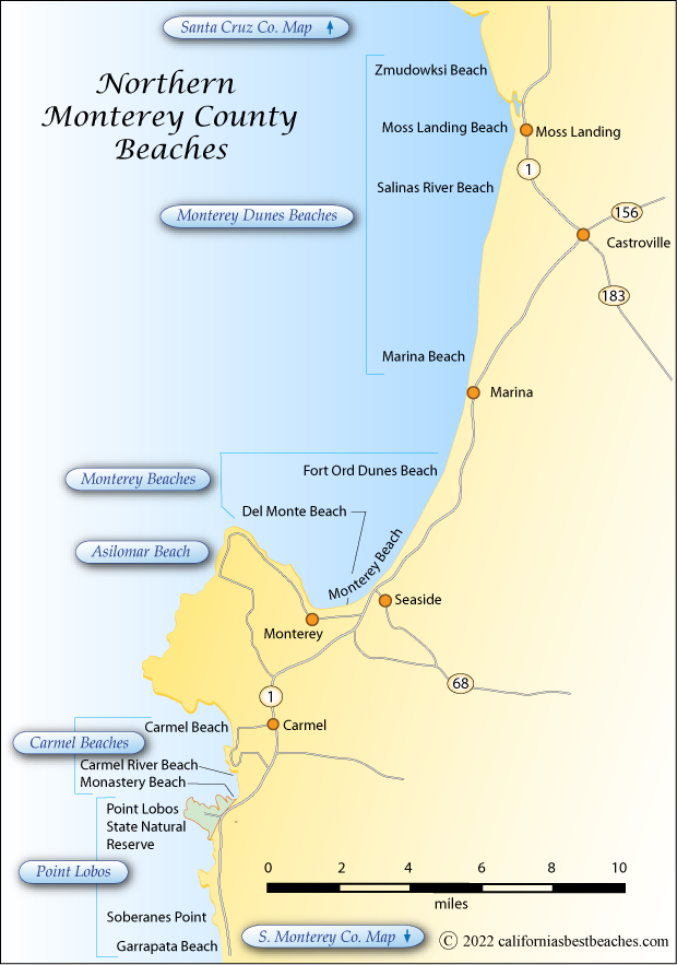 Northern Monterey County Beaches Map