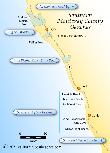 Southern Monterey  County Beaches Map