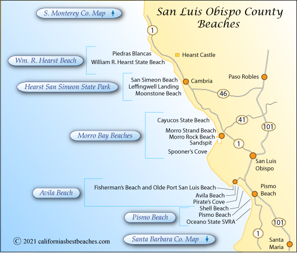 San Luis Obispo County Beaches Map