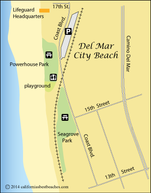 Del Mar City Beach map, San Diego County, CA