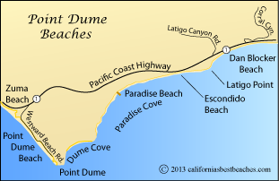 Point Dume beaches map, Malibu, Los Angeles County, CA