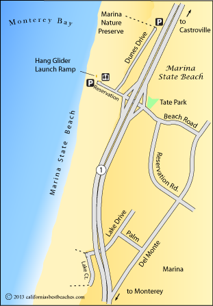 Marina State Beach Map, Monterey County, CA