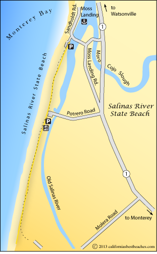 Salinas River State Beach Map, Monterey County, CA