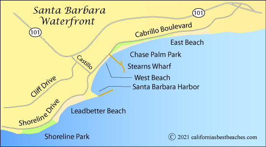 map of waterfront in Santa Barbara, California
