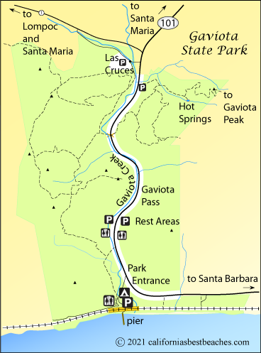 map of Gaviota State Park, Santa Barbara County, CA