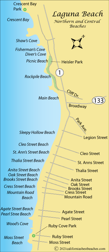 Laguna Beach map,  Orange County, CA