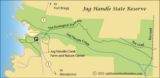 map of Jug Handle State Natural Reserve, Mendocino County, CA