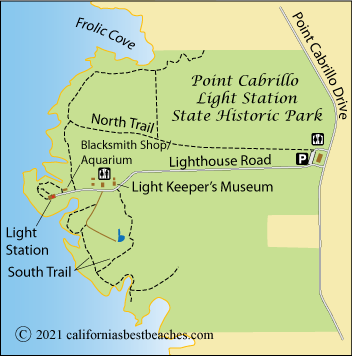 map of Point Cabrillo Light Station State Historic Park, Mendocino County, CA