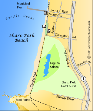 Sharp Park Beach  map, Pacifica, CA