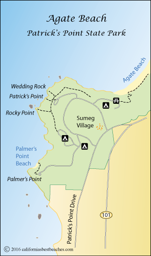 map of Agate Beach and Patrick's Point State Park, Humboldt County, CA