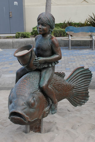  sandcastle girl as part of The Spirit of Imperial Beach statue, California