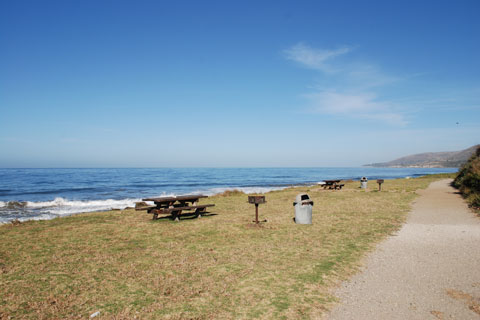 Picnic tables at ElCapitan State Beach, Santa Barbara County, California