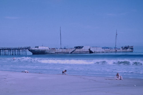 Seacliff Beach cement ship, 1955, CA