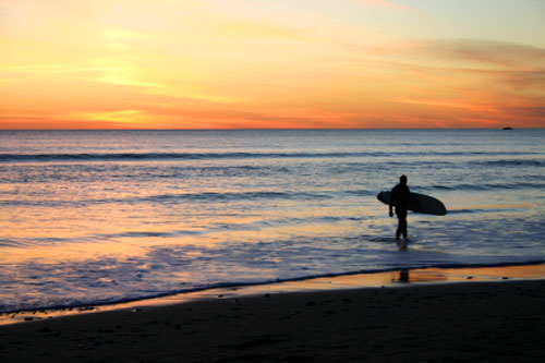 surfer at Morro Bay, CA