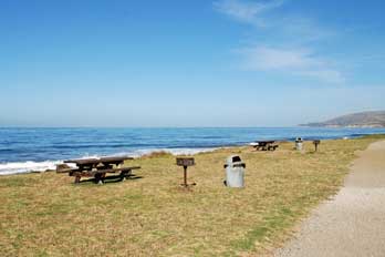 picnic tables at El Capitan State Beach, Santa Barbara County, CA