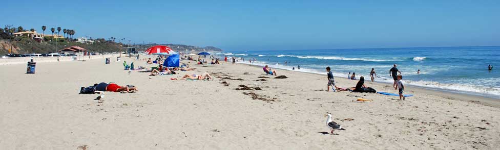 ZUMA BEACH, CALIFORNIA, USA - People on Zuma beach, public beach