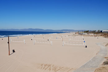 volleyball courts at Dockweiler Beach,  CA