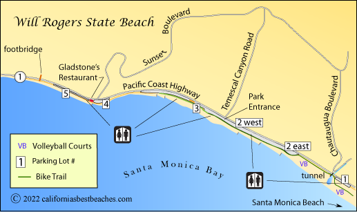 Will Rogers State Beach map, Los Angeles County, CA