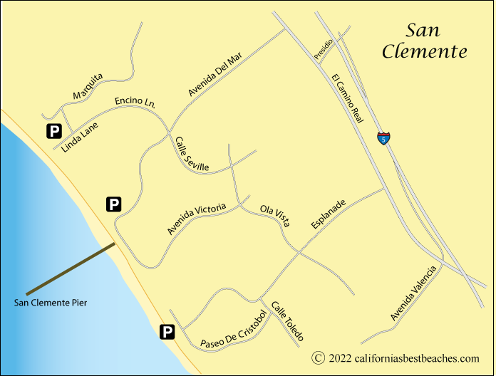 Map of Southern Orange County beaches, California