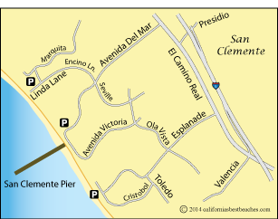Map of San Clemente beach area, California