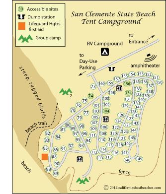 map of San Clemente State Beach Campground, Orange County, CA