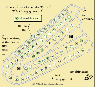 map of San Clemente State Beach RV Campground, Orange County, CA