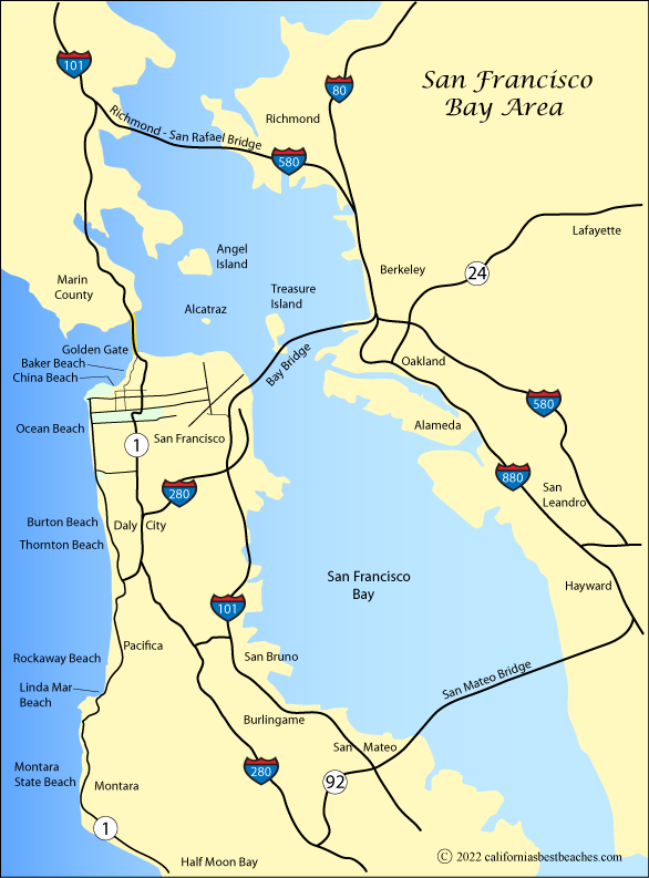 Map of San Francisco Bay area, CA