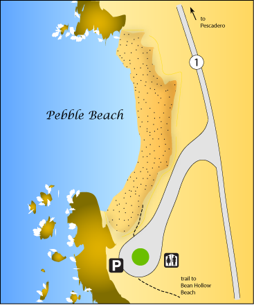 Pebble Beach map, part of Bean Hollow State Beach, San Mateo County, CA