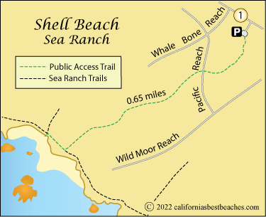 Shell Beach map, Sea Ranch, Sonoma County, CA