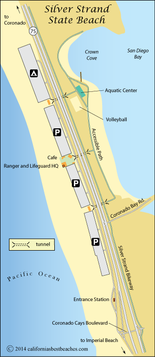 Map of Silver Strand State Beach, Coronado, San Diego County, CA