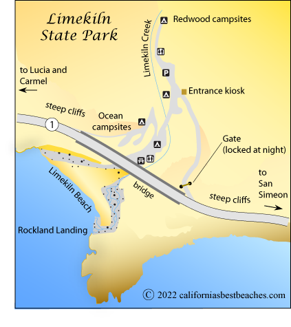 Limekiln State Park map, Big Sur,  California