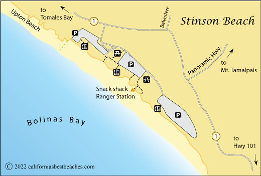 map of Stinson Beach, Marin County, CA