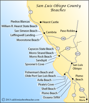 San Luis Obispo County Beaches Mobile Map Of San Luis Obispo County Beaches Ca