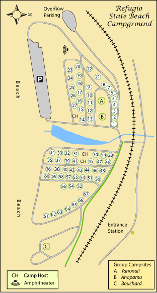 El Capitan Beach And Refugio Camping Mobile Map Of Refugio State Beach Campground Santa Barbara County Ca