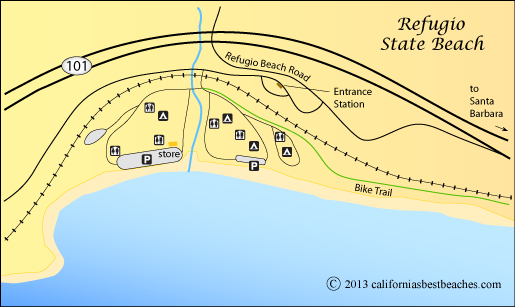 El Capitan Beach And Refugio State Map Of Refugio State Beach Santa Barbara County Ca