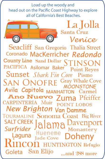 a woody and a list of beaches in  California