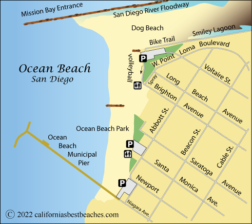 Map of Ocean Beach, San Diego, CA